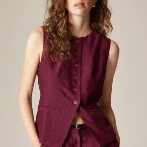 J. Crew Essential Cutaway Vest Top in Textured Satin